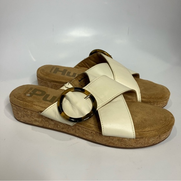 Hush puppies June platform criss cross sandals slides white tan women’s size 10 - Picture 2 of 9